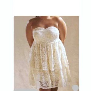 Maeve Strapless Lace Mini Dress Plus size